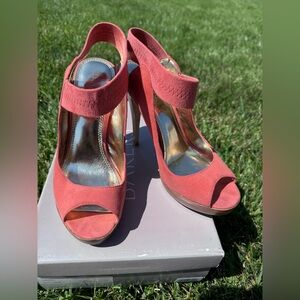 Bakers Open Toe Heels Debbi Style in Coral